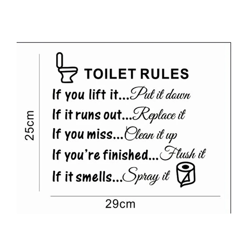 Toilet Rules Bathroom Removable Wall Sticker Vinyl Art Decals DIY Home Deco