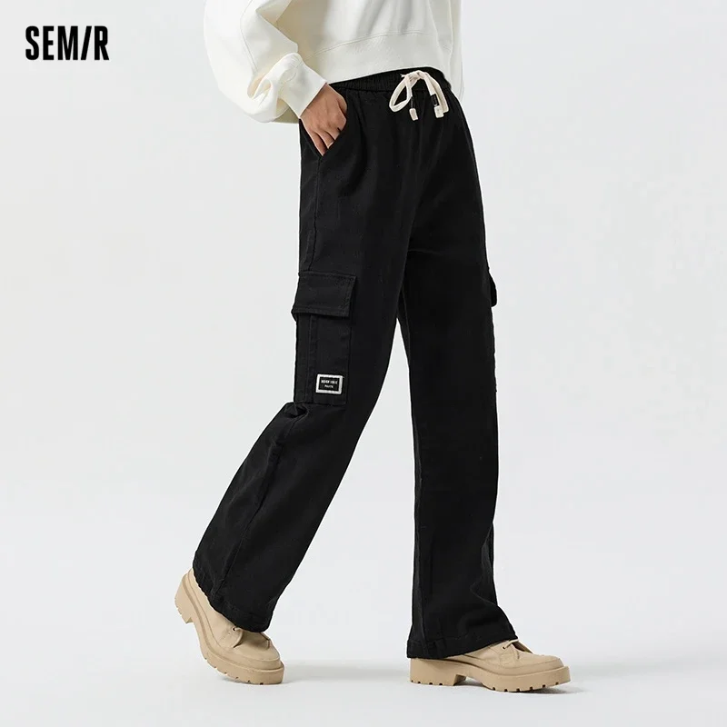 

Semir 2024 Casual Pants Women Black Overalls Cool High Street Spring Salt Style Cool Sassy Trousers For Girls Street Trend