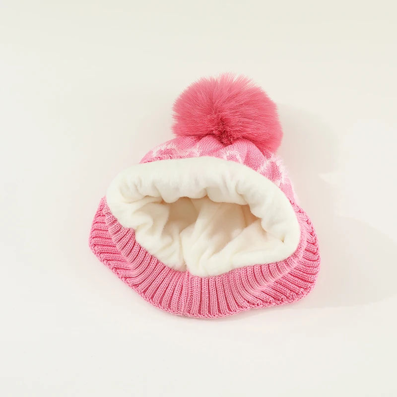 Gorros Plsuh con lazo rosa para niña, gorro cálido con protección para los oídos para bebé, gorro con orejeras con forro de terciopelo, gorro tejido de lana para niño de 1 a 5 años