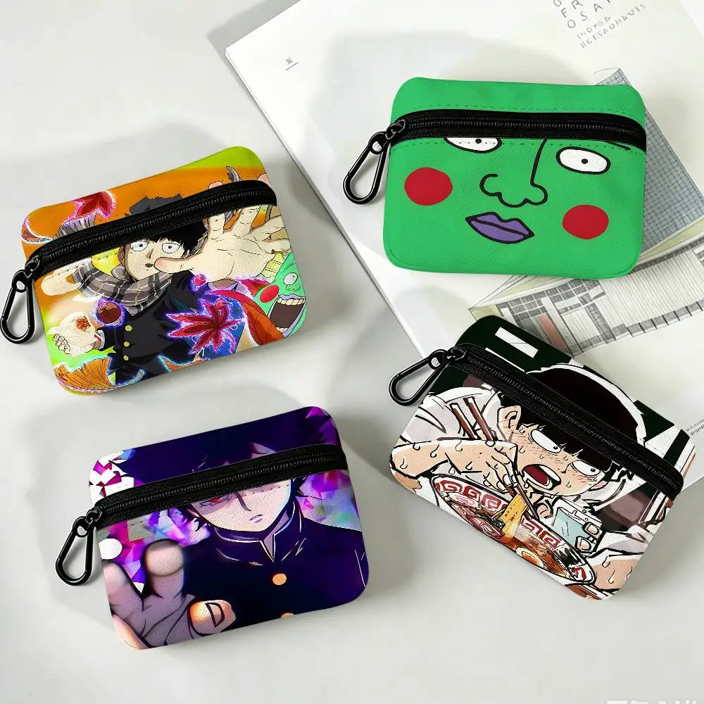 A-Anime-Mob-Psycho-1-Cartoon Multifunctional Oxford Cloth Small Pouch With Hook Mini Coin Wallet Earbud Storage Bag