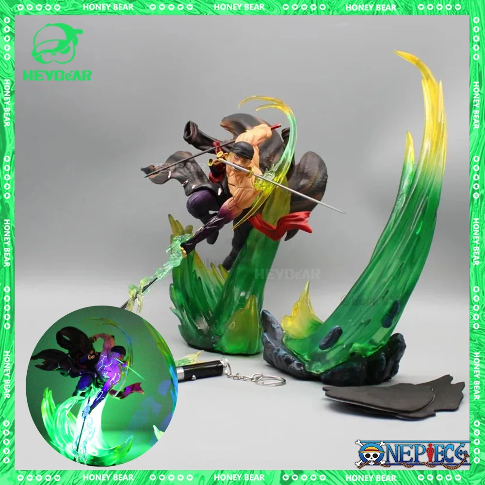 

One Piece Figure Zoro Figure With Light Roronoa Zoro Figurine Statue Model Doll Pvc Collect Desktop Decoration Toy Birthday Gift