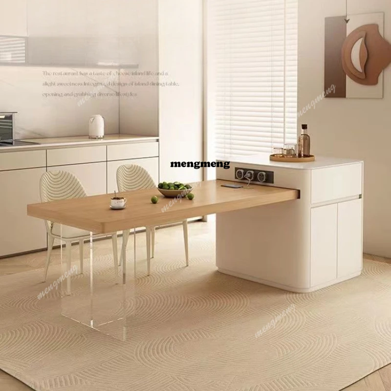 

Обеденные столы в кремовом стиле, деревянные роскошные островные кухонные выдвижные столы, набор стульев, современная мебель Mesas De Comedor