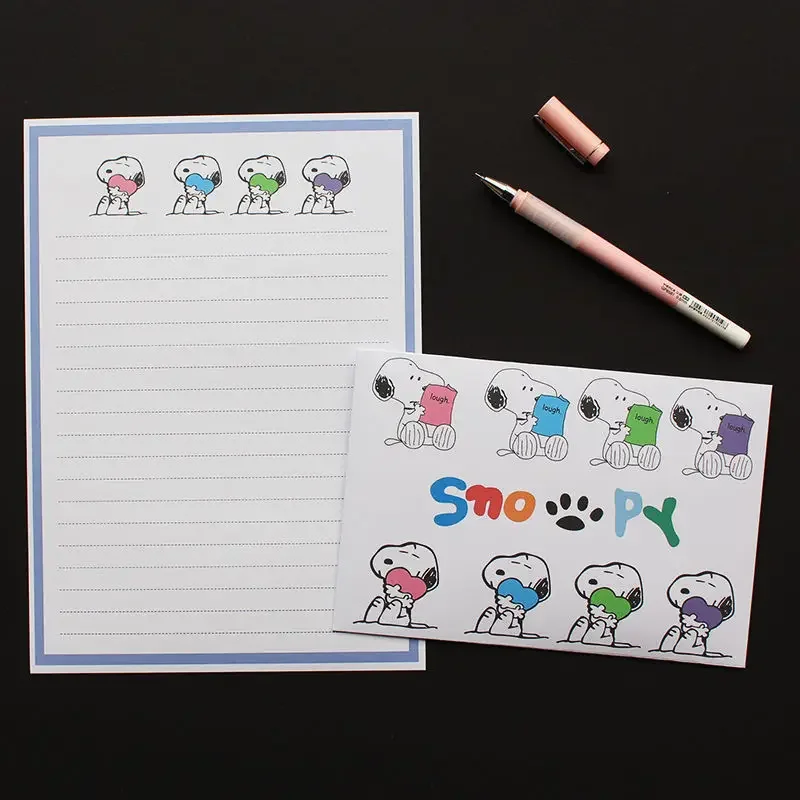 10pcs Snoopy Envelope Letter Set Cute Cartoon Wedding Party Invitation Greeting Card Aesthetic Small Fresh Writing Paper