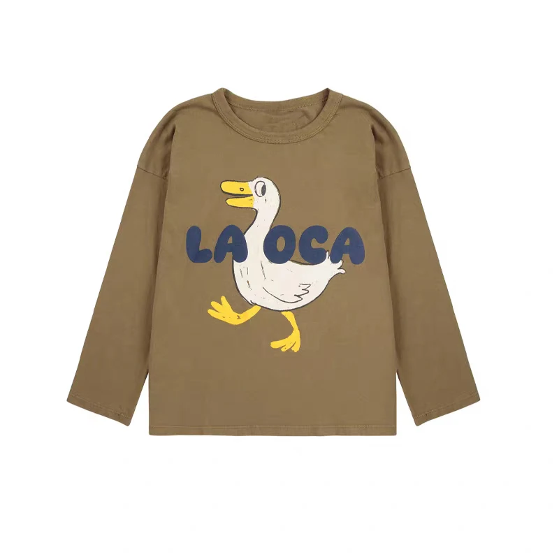 أطفال تي شيرت 2025 AW الخريف الشتاء المطبوعة فتاة صبي طويلة الأكمام تي شيرت رداء علوي غير رسمي الملابس الأساسية