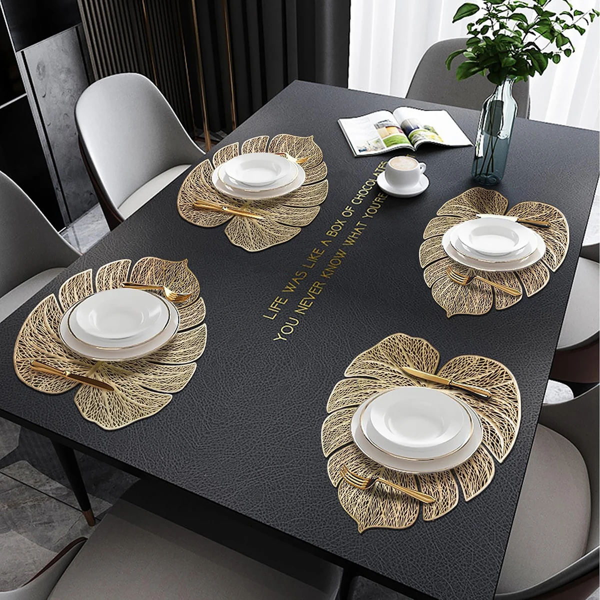 

Excellent Placemat Pvc Table Mat Fine Workmanship Turtle Back Leaf Shaped Cup Mat Decor Restaurant Decoration Anti-scalding Mat