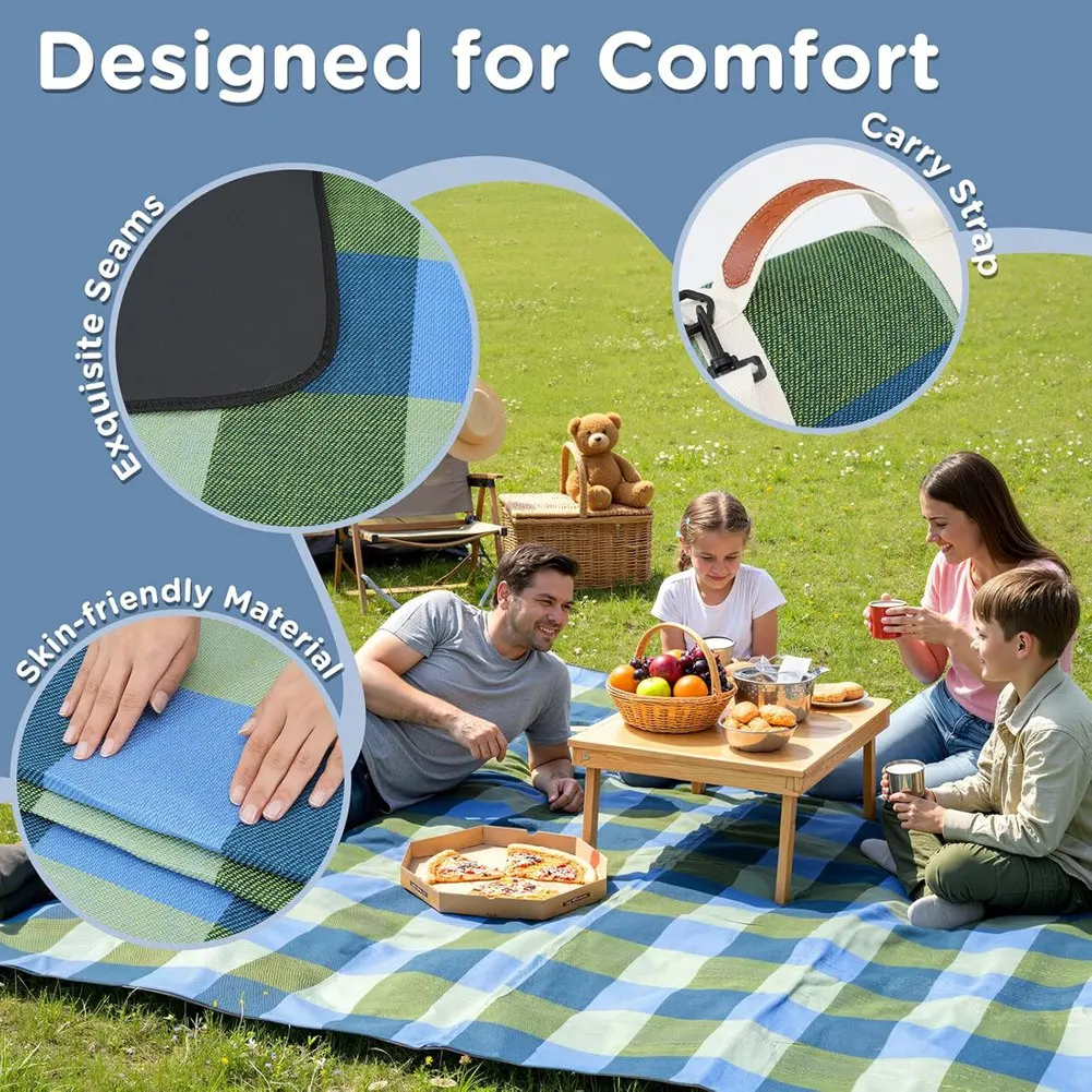 【FLASH DEAL】Foldable Picnic Blanket Waterproof Outdoor Camping Beach Mat Extra Large Car Essential Roadtrip Gadget Rv Accessorie