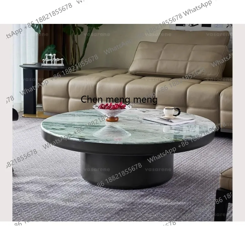 

Italian light luxury marble coffee table high-end luxury stone round coffee table living room 2025 new