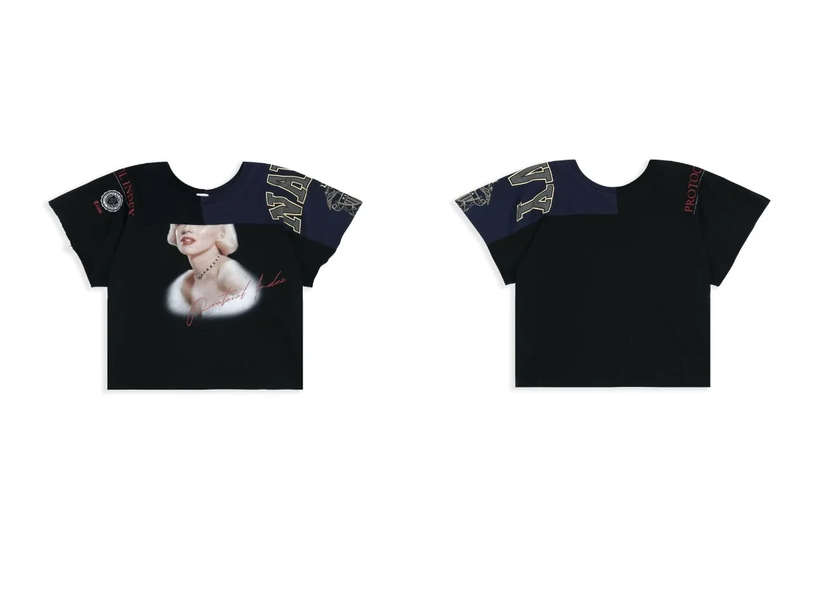 PROJECT G/R Summer Three-in-One Design Patchwork Logo Print Round-neck Short-sleeved T-shirt, Ins Grailz Protocol Index