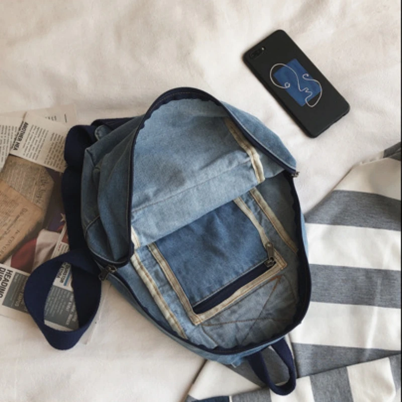 Sac à dos en denim avec nom personnalisé, sac à bandoulière personnalisé, sac à dos décontracté pour couple, mode personnalisée, nouveau