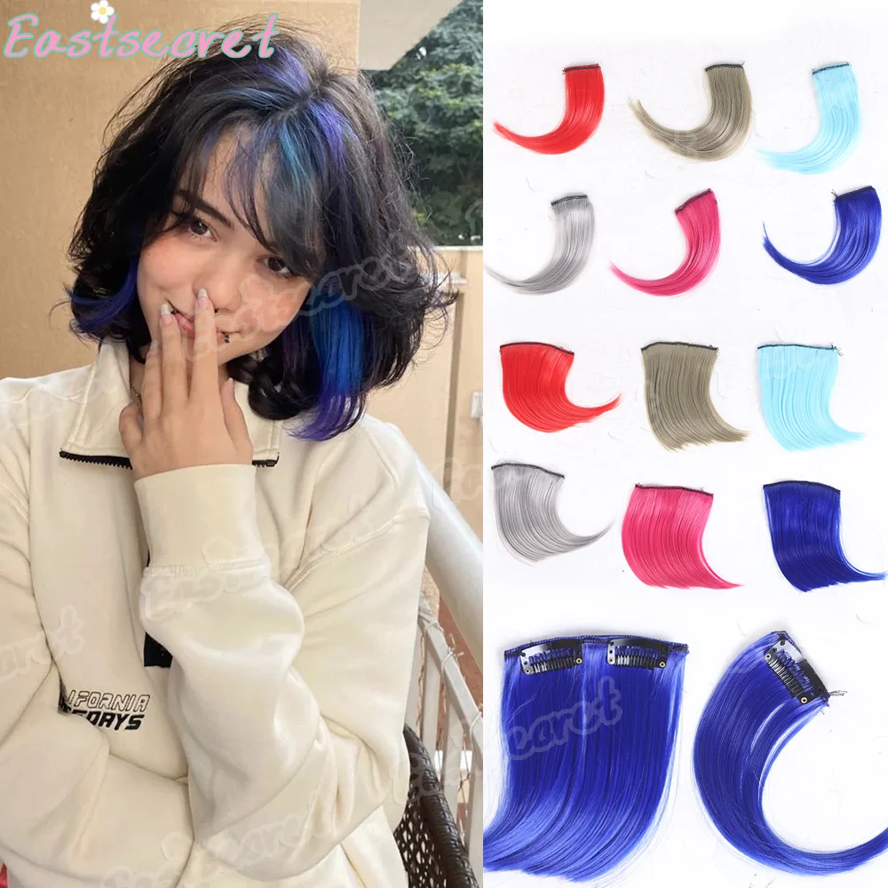 Colorful Synthetic Hair Pieces Clip In on Front High Temperature Fiber Hair Bangs Hair Extensions Hair Accessories for Women