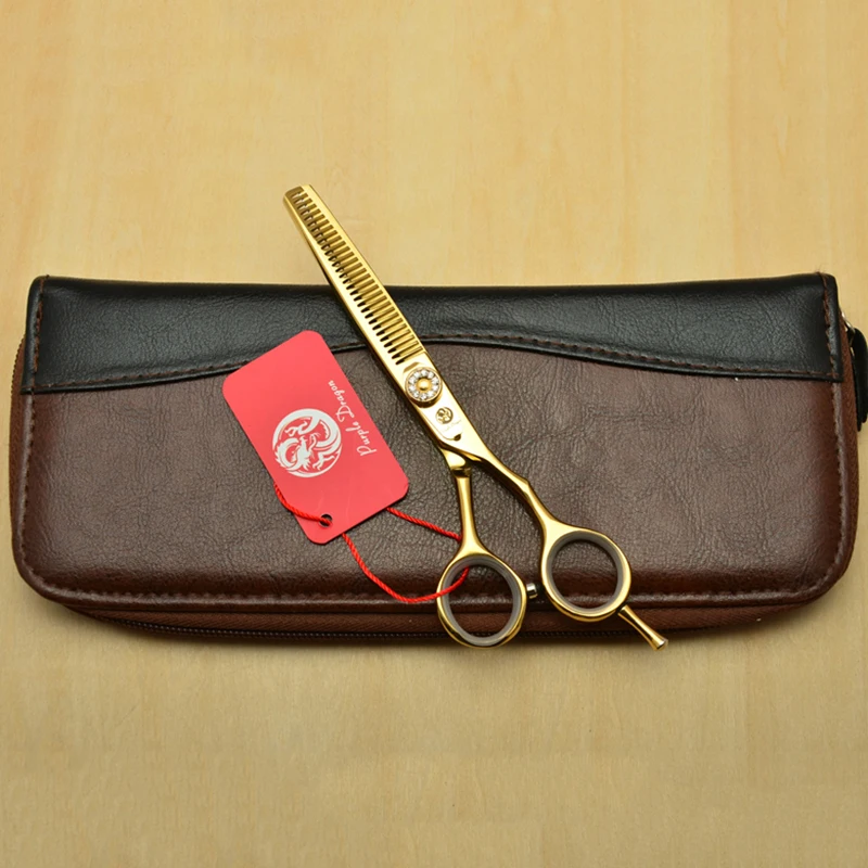 Professionelle Friseurschere Lila Drache Japan 440C Gold Haarschneideschere Friseur Effilierschere Dropshipping Z1020 – Detail 5