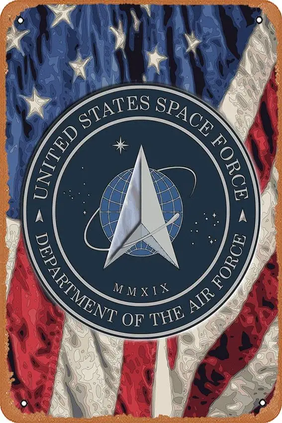 muecddoa Space Force Us Military Branches Retro Vintage Decorative Metal Tin Sign  .