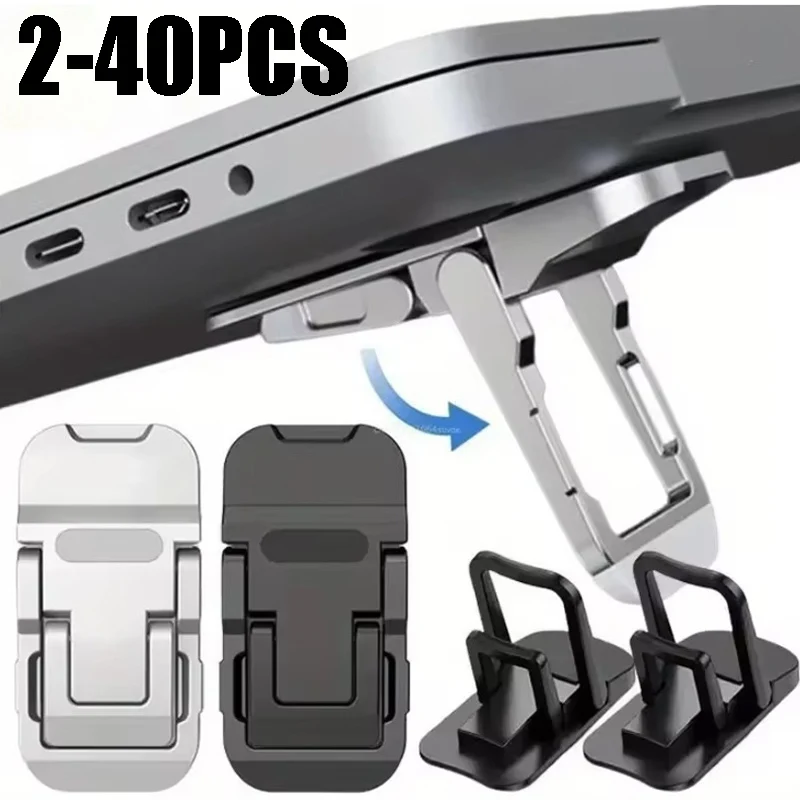 Foldable Laptop Stand with Plastic Base Adjustable Portable Desktop Riser Hidden Keyboard Storage Ergonomic Design for Improved