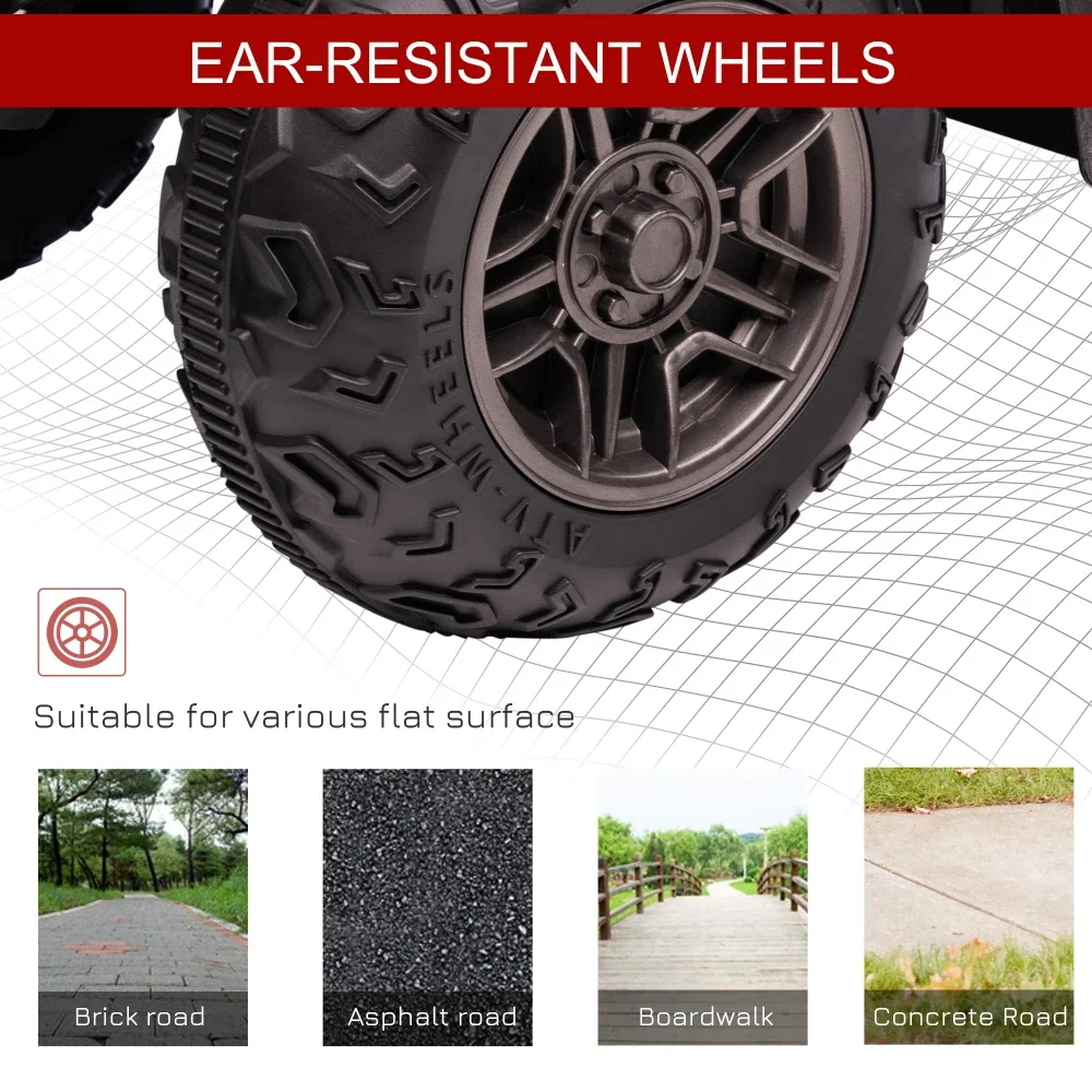 سيارة ركوب كهربائية للأطفال 12 فولت 4 عجلات سيارة رباعية حمراء مع مصابيح أمامية MP3 AUX USB للأطفال الصغار من عمر 2 إلى 6 سنوات آمنة تعمل بالبطارية