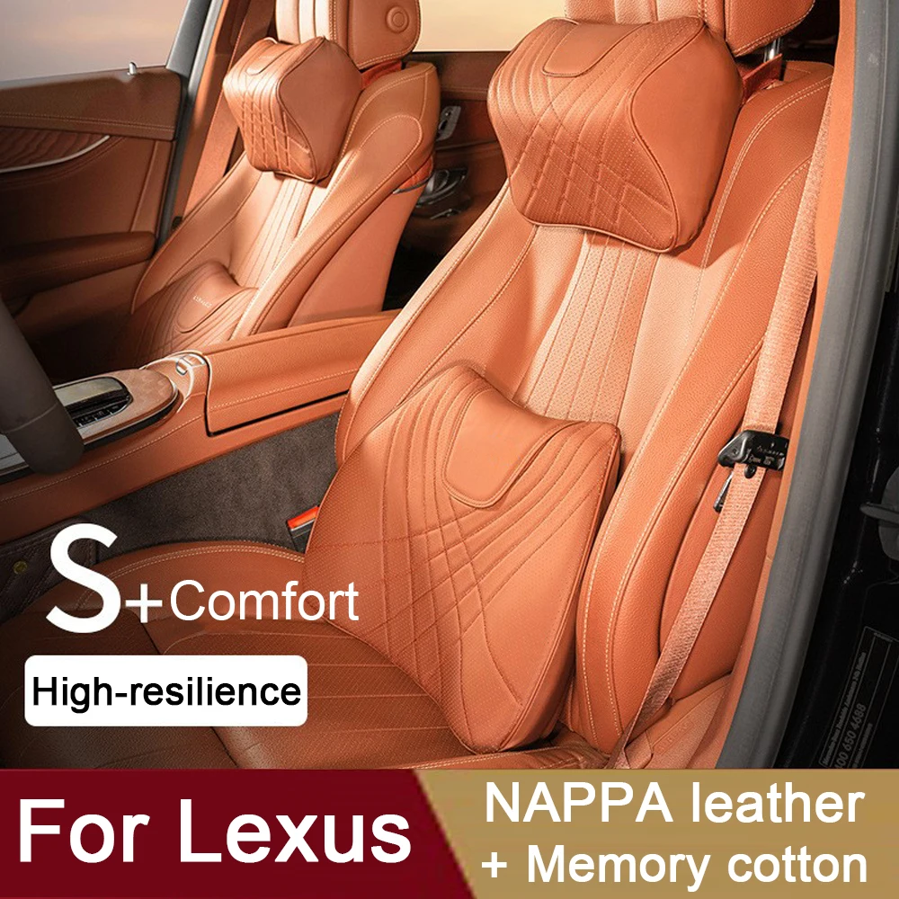 Car Neck Pillow Quality Leather Headrest Seat Support Waist Pillow For Lexus IS300H CT200H IS250 RX350 NX300H RX450H GX460 IS200