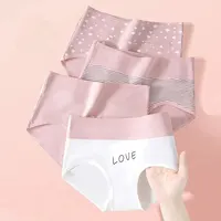 4 pièces culottes pour femmes taille haute sous-vêtements mode imprimé filles slips respirant coton culotte grande taille M-5XL femme Lingerie 3