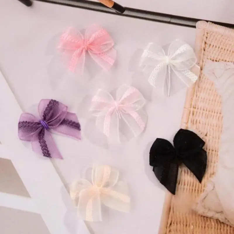 Mesh Band Bögen 30 stücke Mutilcolor Spitze Mini Bowknot Satin Band Bogen Blume Für DIY Handwerk Dekoration Nagel Maniküre Zubehör
