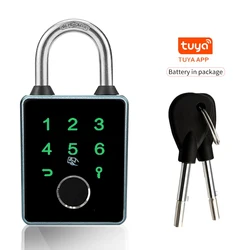 Tuya App Portable Door Lock Smart Padlock Bluetooth Waterproof Password Key Fingerprint 13.56khz RFID Card USB 6 Ways Unlock