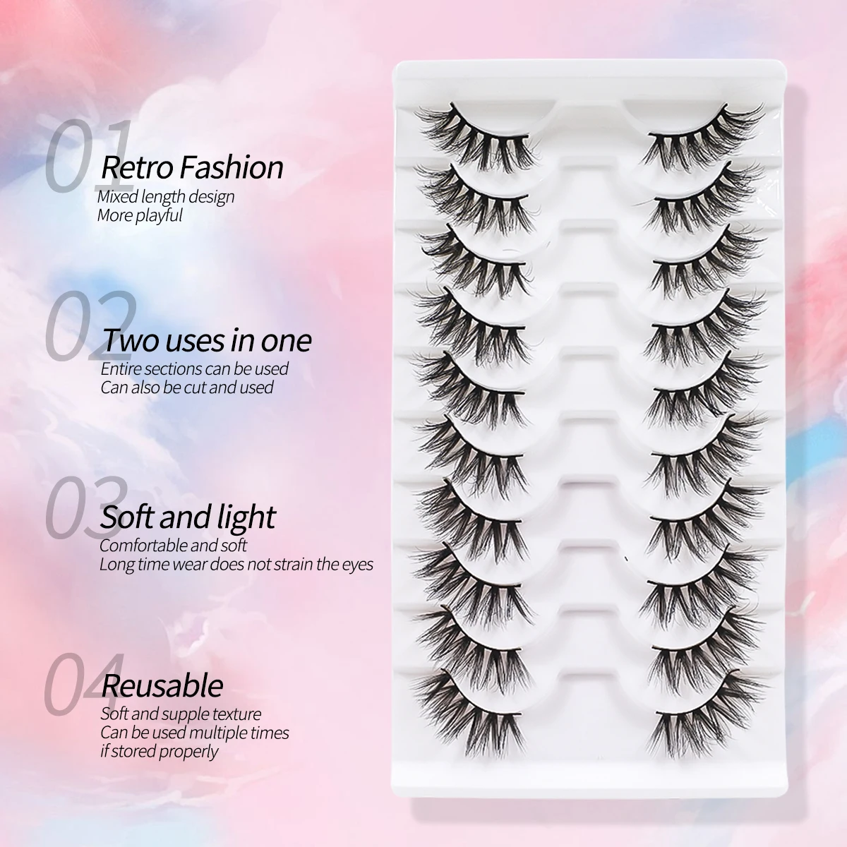 10 Pairs Half Lashes Free Shipping Fluffy Wispy Natural False Eyelashes Cheap Makeup Cat Eye Eyelashes