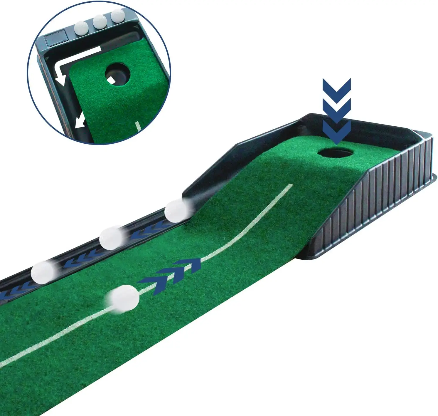 Putting Mat with Auto Ball Return System Indoor Putting Green for Mini Games Practice Equipment Gifts for Golfers