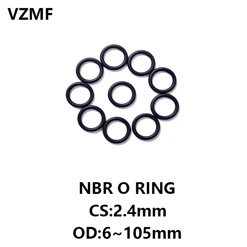 

NBR O Ring Gasket Thickness CS 2.4mm OD 6~105mm Nitrile Rubber Round O Type Corrosion Oil Resist Sealing Washer Blackr