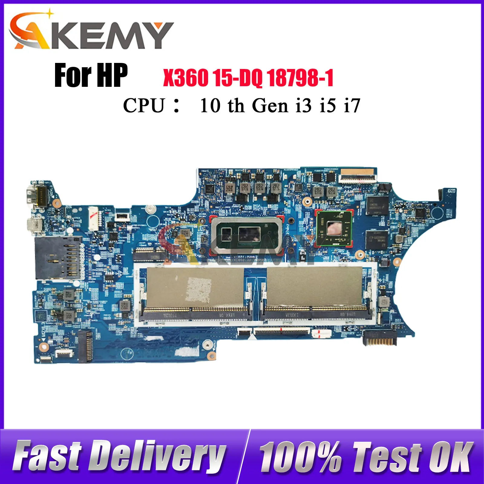 

L50974-601 L72027-601 для ноутбука HP Envy X360 15-DQ, материнская плата 18798-1 с процессором i5 i7 10-го поколения DDR4, 100% полностью протестировано