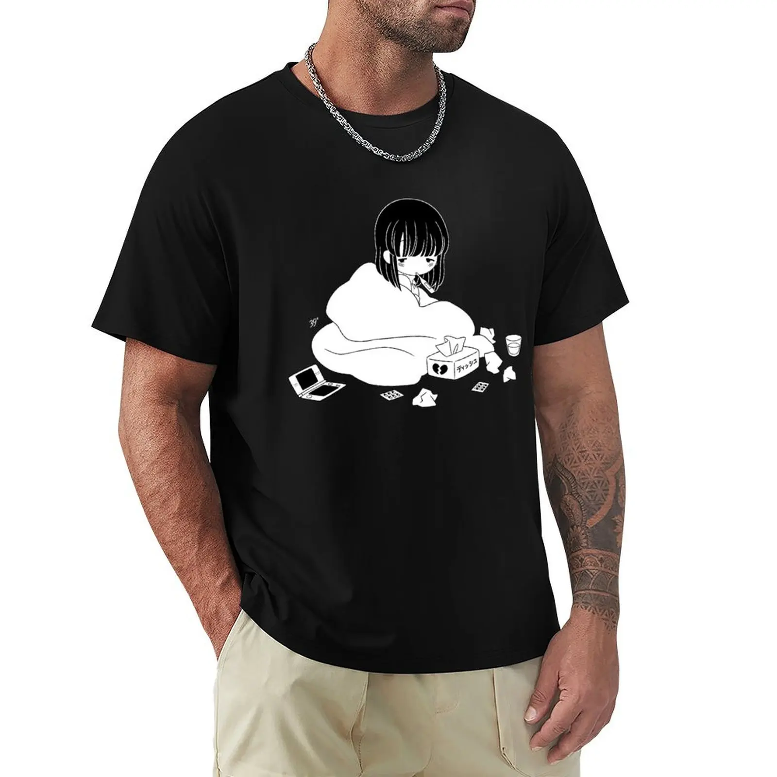 

love flu  black&white T-Shirt anime t shirts plus size tops Anime t-shirt cotton t shirt men