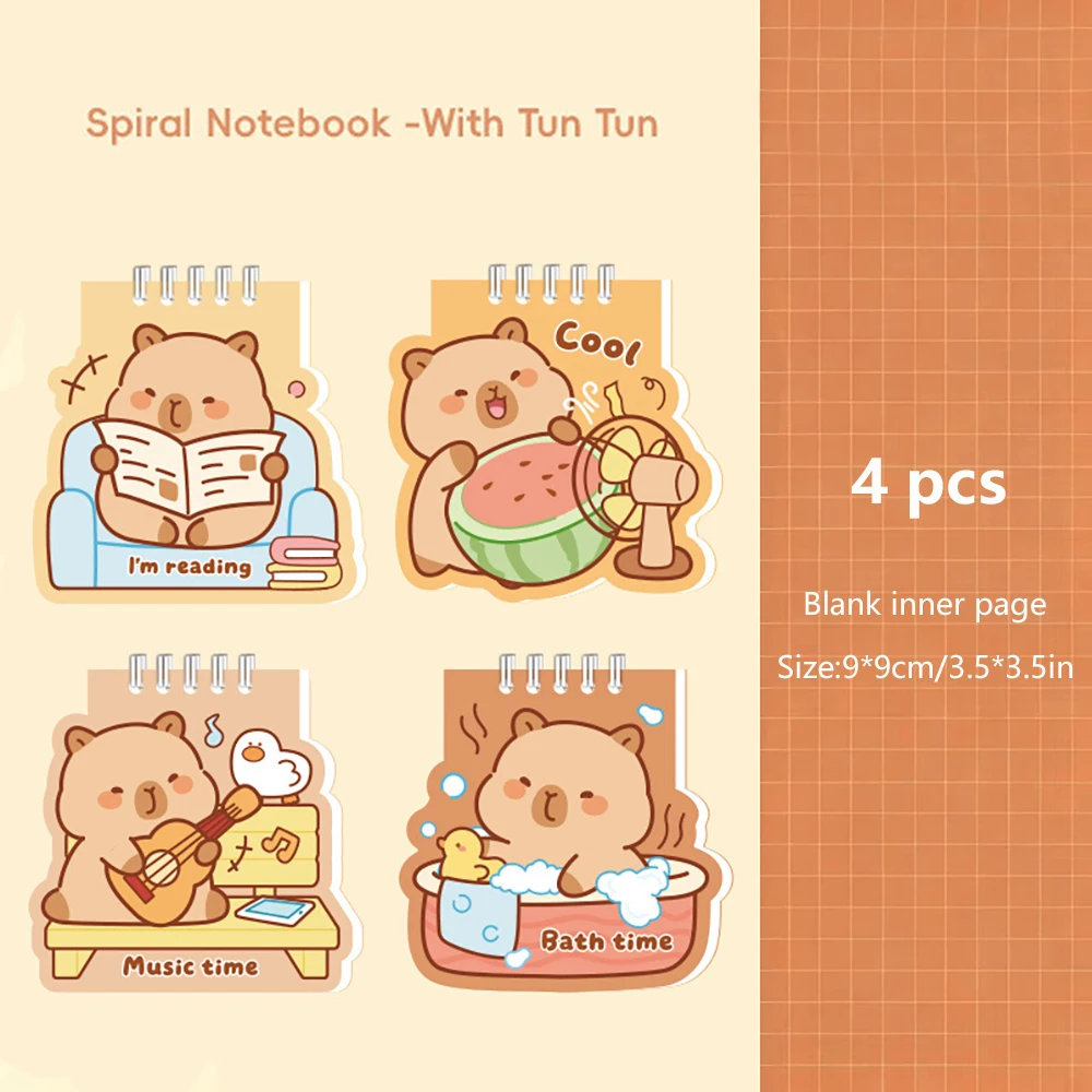 4-piece set of cute little animal shaped mini notebooks, high-value student creative notebooks, blank inner page scroll notebook