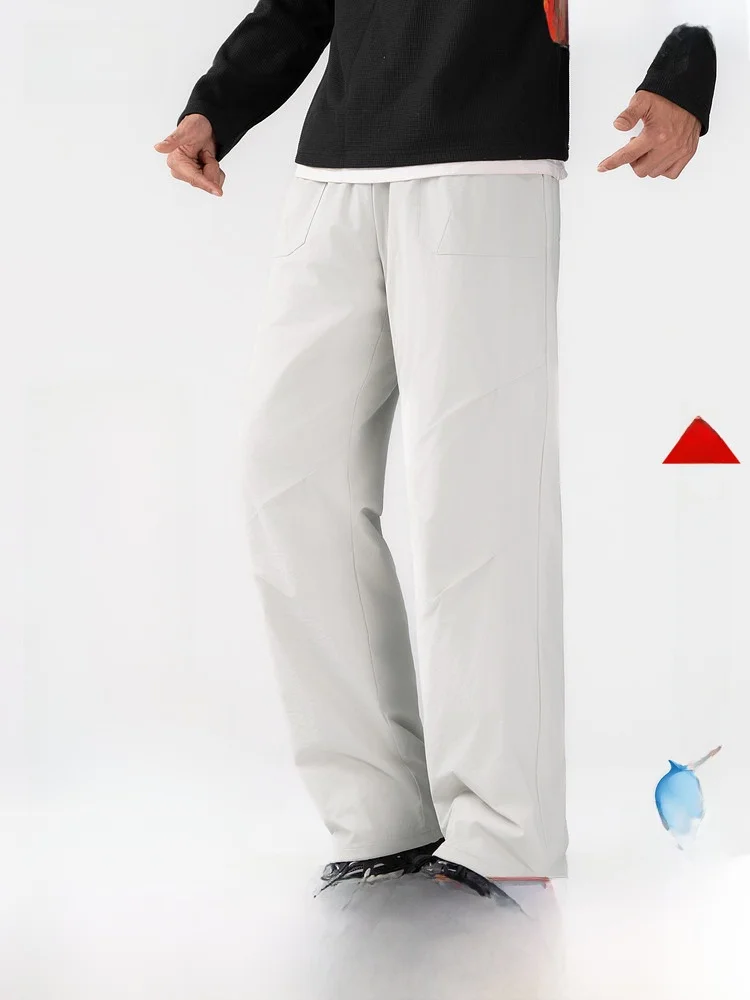 

Snow Flng Spring 2026 Men's down Pants Casual Outdoor High Waist Straight Leg High Faion Warm Simple Sle Du down Filling