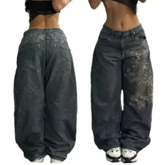 new Streetwear New Fashion Oversized Print Baggy Jeans Y2K Harajuku Hip-hop Vintage Pop Gothic High Waist Wide-leg Pants Trouser
