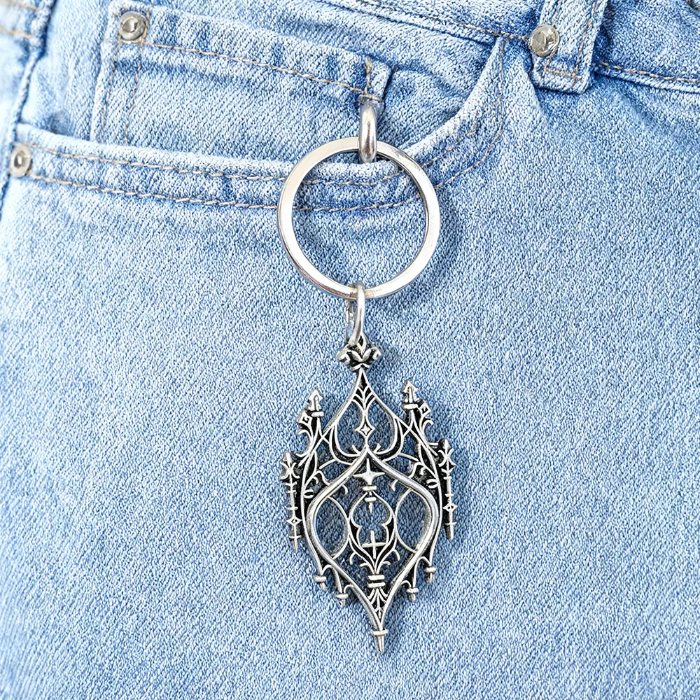 Llavero de Castillo antiguo, joyería gótica, accesorios alternativos paganos, llavero con colgante de bruja Retro de Castillo hueco, llavero para mujer y hombre