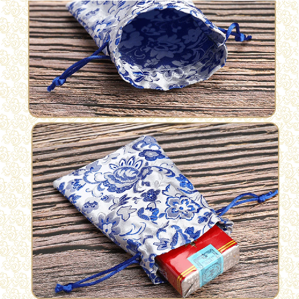 Mini Tie Party Wedding Drawstring Embroidered Satin Jewelry Packaging Bag Storage Bag Pouch