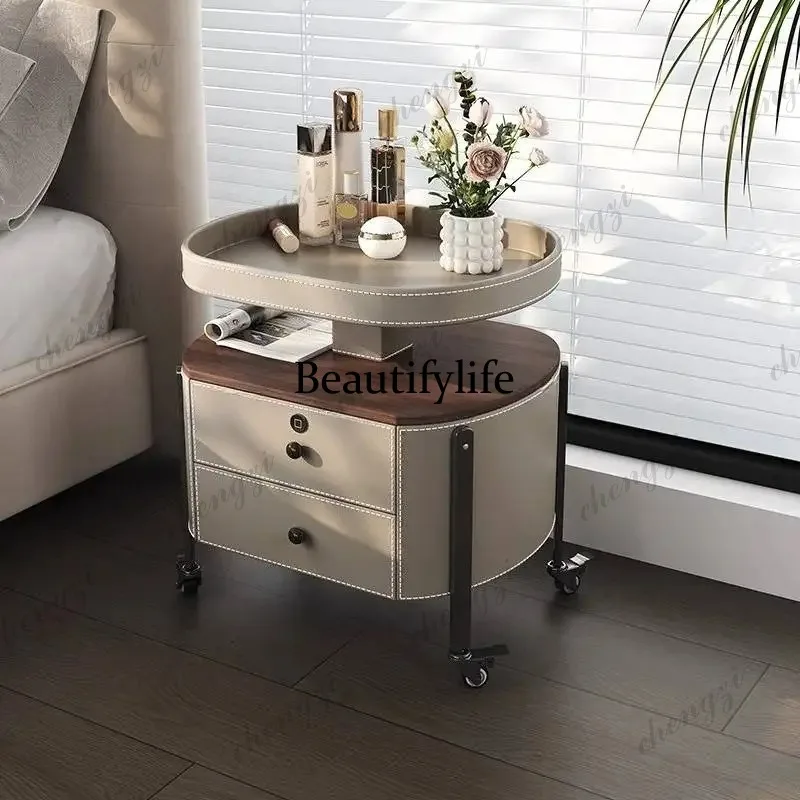A68 Elegant Designer Brown Nightstands Protect Safe Unique Japanese Bedside Table Drawer Modern Mesitas De Noche Room Furniture