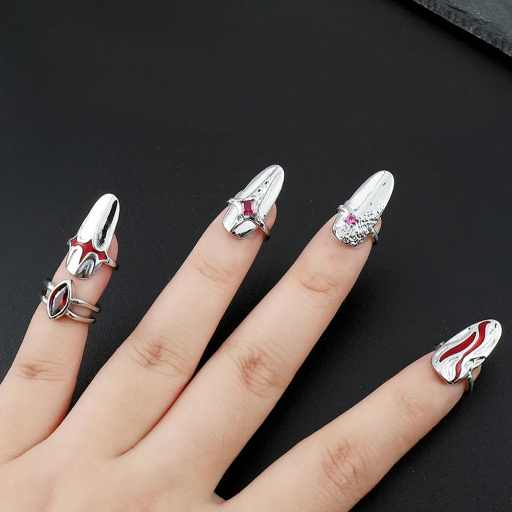1 Set Zinklegering Nagelring Vingernagels Ring Nageltip Ring Mode Vinger Decor Nagelringen Set Ring Decor Vrouwen Sieraden