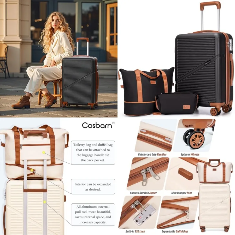 

Set 22x14x9 Airline Approved, 3 Pcs 20 Inch Lightweight ABS Hardside Suitcases with Wheels and TSA Lock, Durable Waterproof Tra