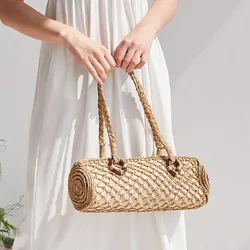 Bolso de hombro largo con asa superior para mujer, bolsa de mano para playa y vacaciones, con forma de tronco, réplica Lux, verano, 2023