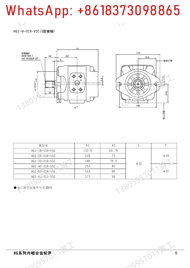 مضخة تروس شبكية HG1-50-01R-VPC-36 HG1-63-01R-VPC