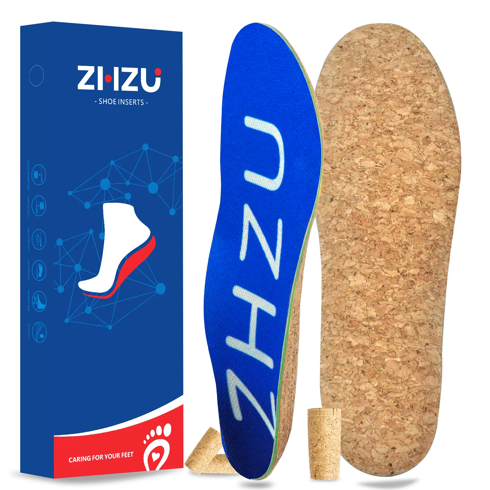 

Plantar Fasciitis cork Insoles for Men Women - Orthotics Inserts, Shoe Insoles Arch Support Flat Feet Inserts Work Boot Insoles