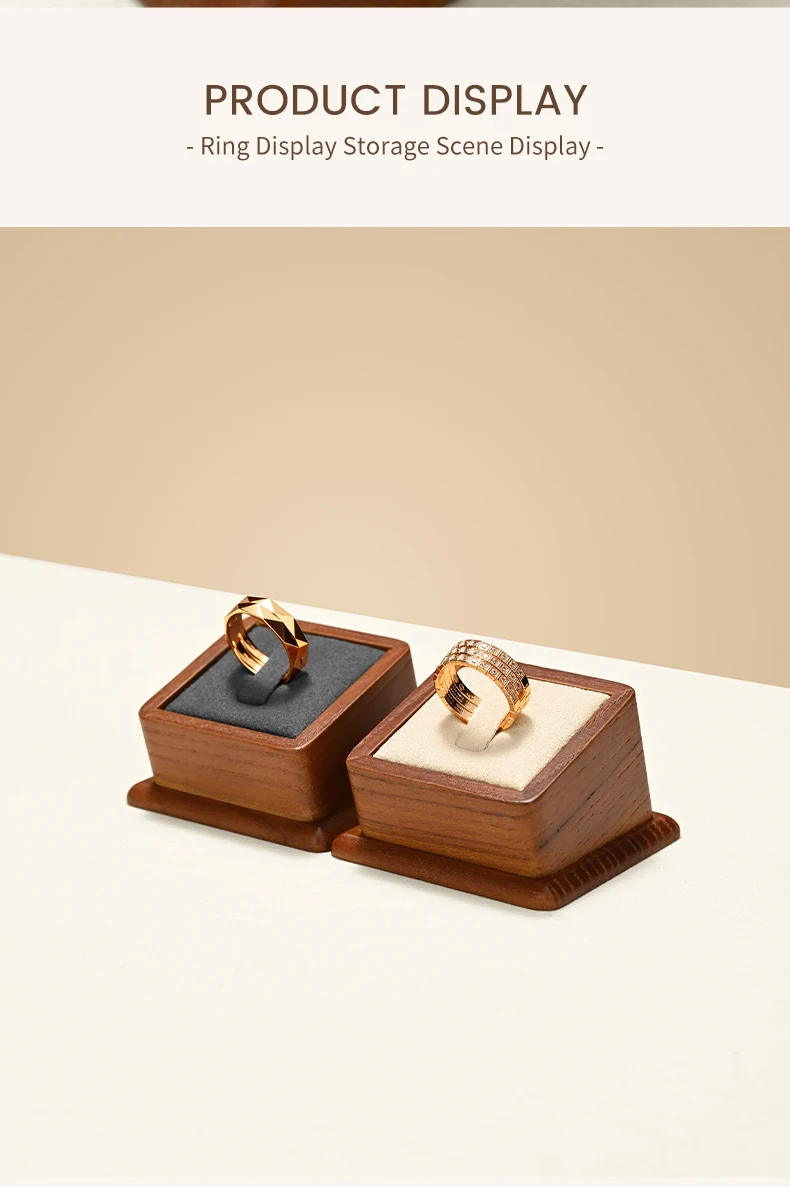 Oirlv Solid Wood Ring Holder,Square Single Ring Display Stand,Showcase Jewelry Display Bear Earrings Bracelet Jewelry Holder