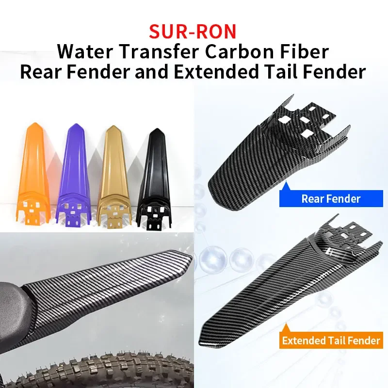 Surron Carbon Fiber Fenders Extended Longer Rear Fender for Sur Ron Light Bee X Extra Long Mudguard Tail Fender for Surron