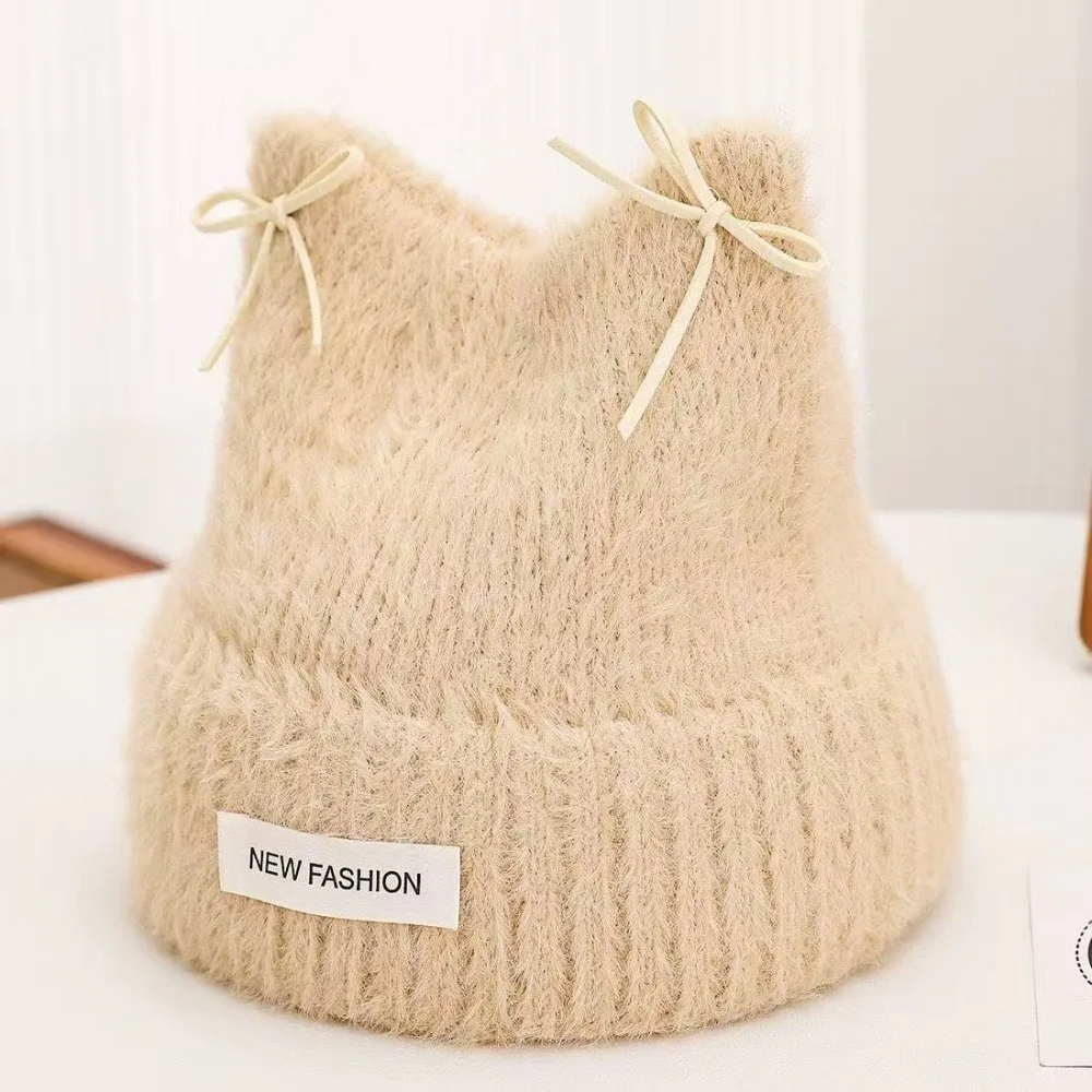 Easy Wear Knitted Hat Soft Touch Horn Shape Knitted Beanie Warm Thick Stretchy Toddler Hat Casual Use