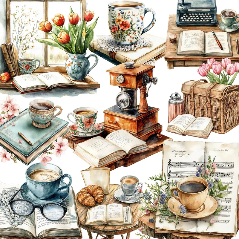 20Pcs/Pack Coffee Books Sticker DIY Craft Scrapbooking Album Junk Journal Decorative Stickers