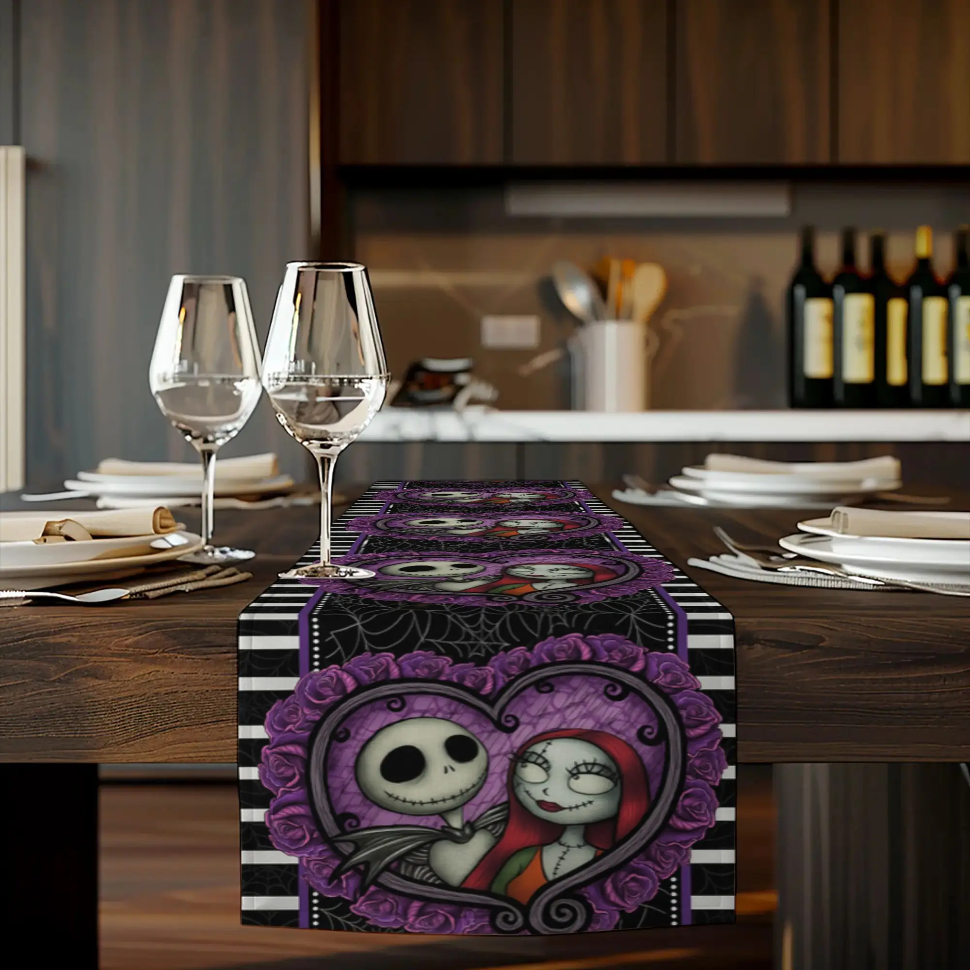 

Цельная скатерть Disney's Dream Night — разработанная Джеком Скеллингтон и Салли, подходит для столовой в помещении и на открытом воздухе, свадеб, вечеринок