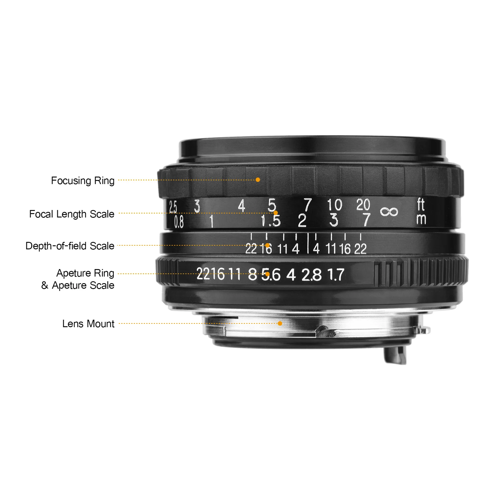 50mm F1.7 Large Aperture Camera Lens Manual Focus Prime Lens PK Mount  for Pentax K1/ K-1 Mark II Full Frame Cameras