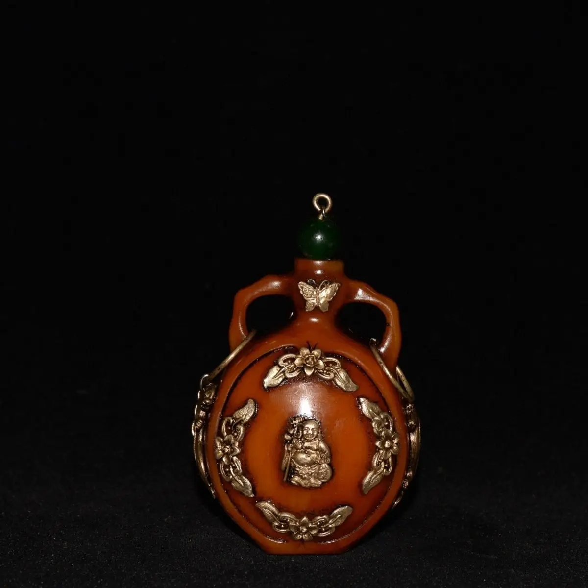 Retro Maitreya buddha with double ears Snuff Bottle mini bottle ﻿