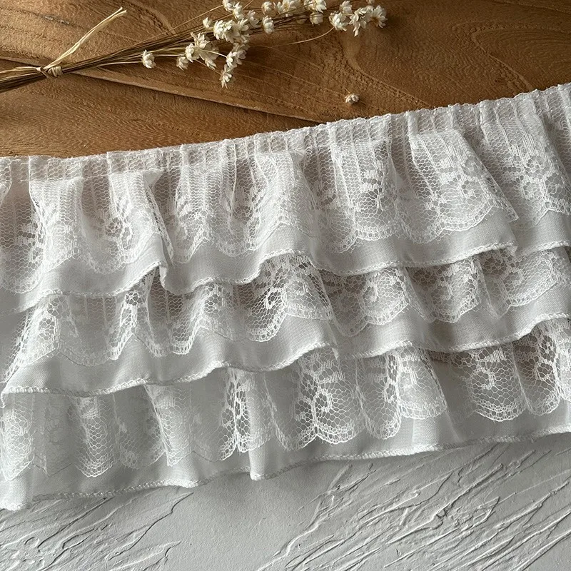 

1-метровый элегантный трехслойный шифоновый плиссированный кружевной воротник и манжеты, украшение, увеличенный край платья, тканевые аксессуары для одежды