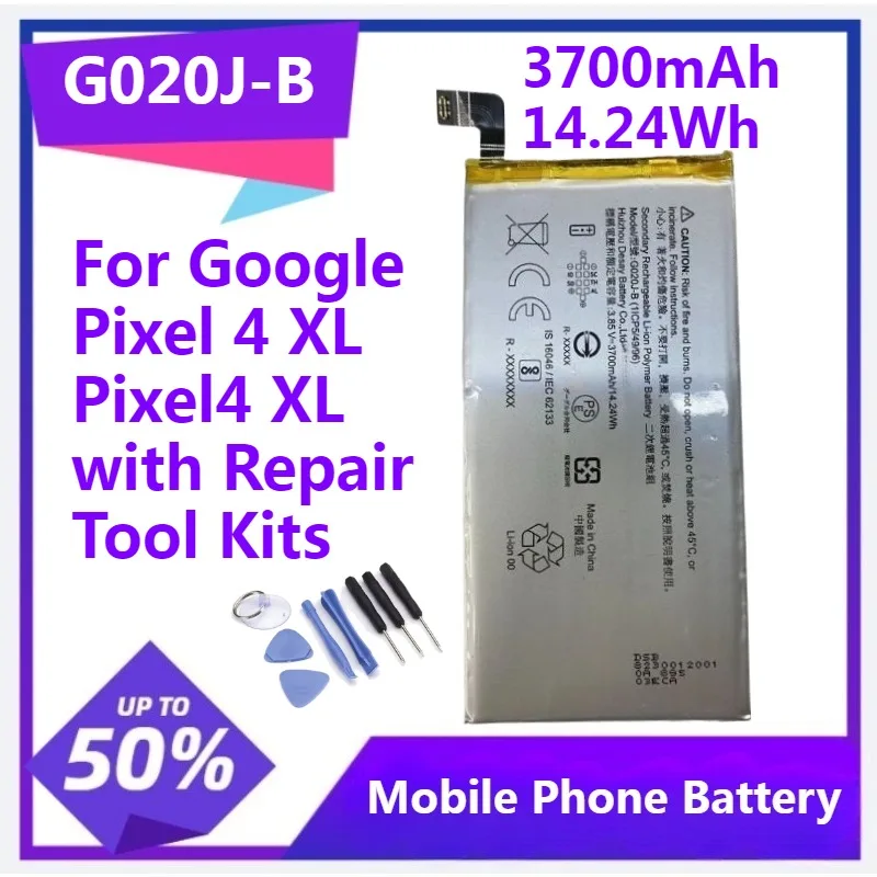 

G020J-B Pixel 4 XL Replacement Battery G020J-B for Google Pixel 4 XL Pixel4 XL with Repair Tool Kits 3700mAh 14.24Wh Battery