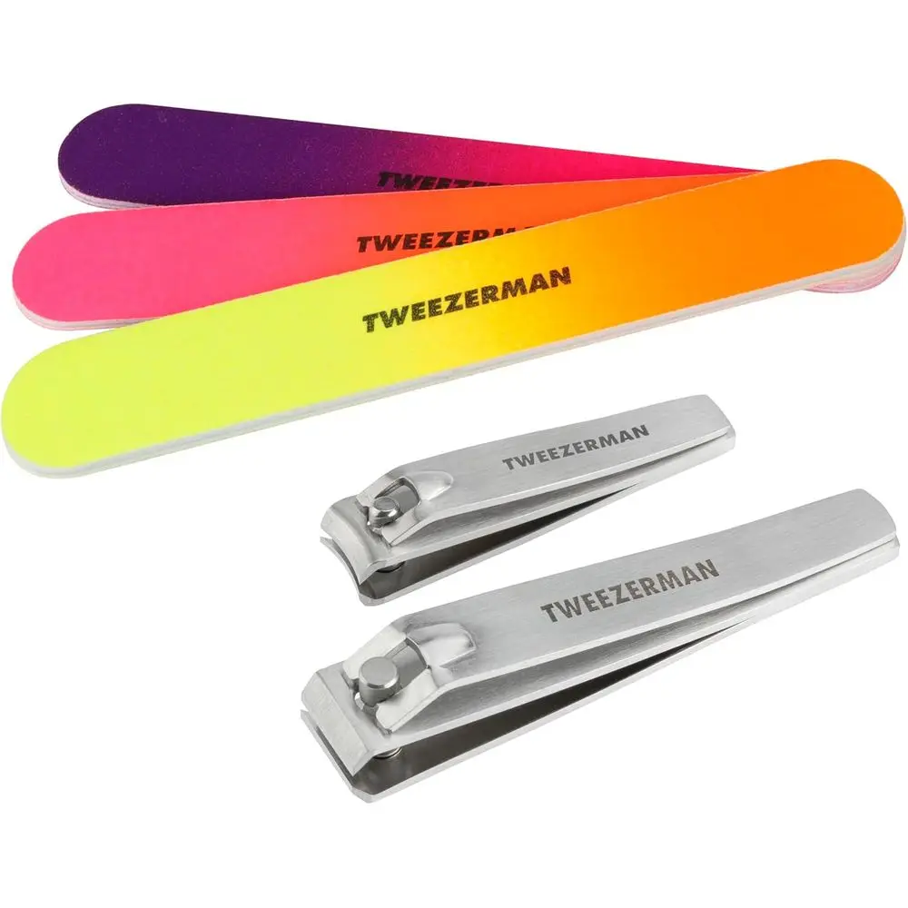 

Neon-Colored Nail Clippers and Files Set with Stainless Steel Blades