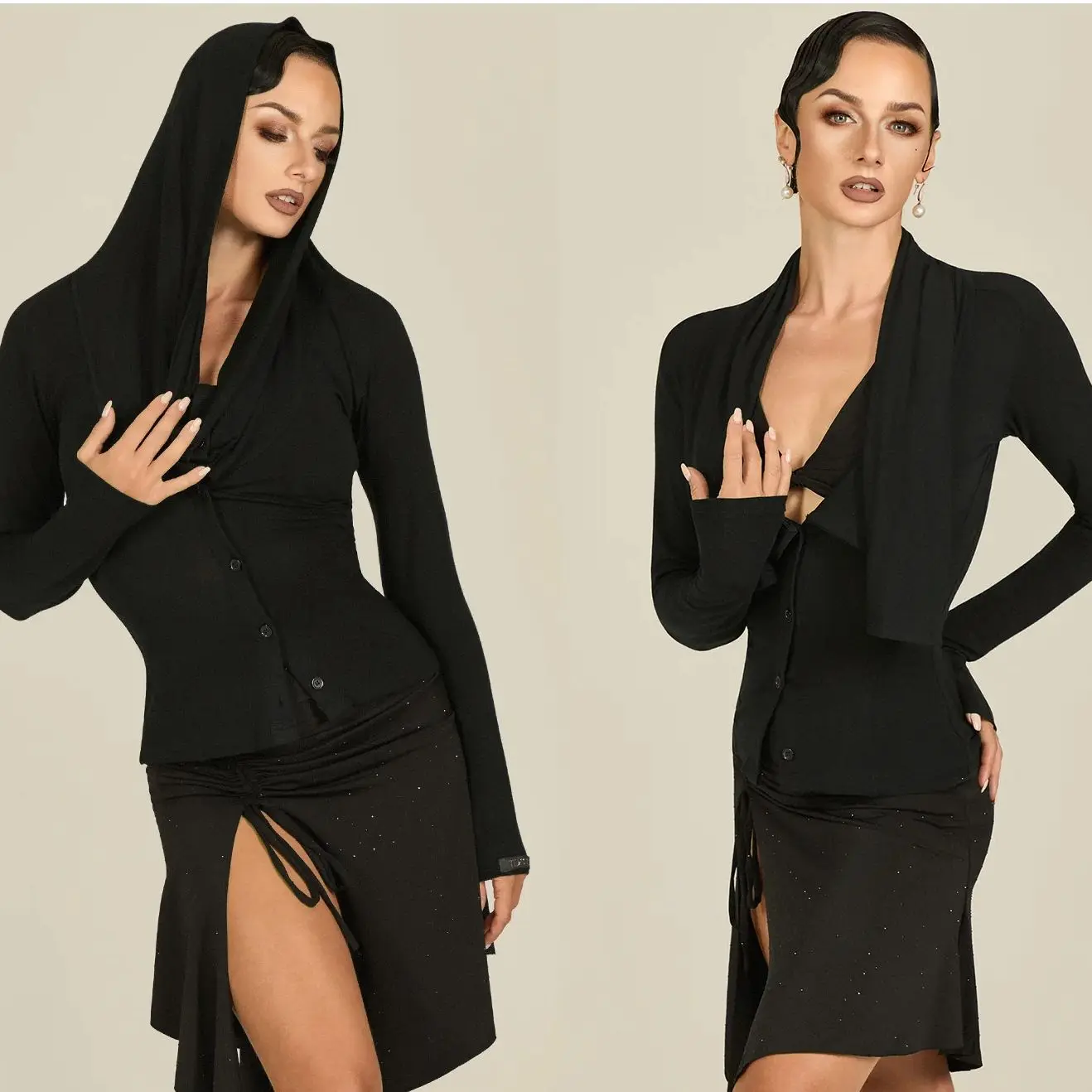 2025 Sexy Latin Dans Kostuums Uitloper Voor Vrouwen Lange Mouw Tops Chacha Tango Samba Dans Praktijk Training Dagelijkse Slijtage DQL12360