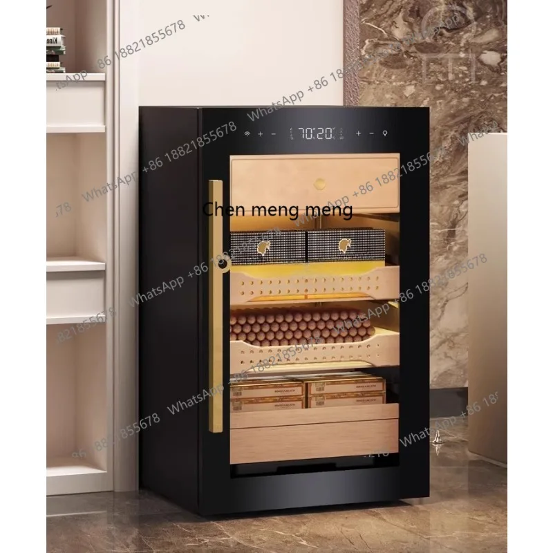 

Cigar cabinet constant temperature and humidity fingerprint lock Cigar moisturizing cedar wood cigarette cabinet household